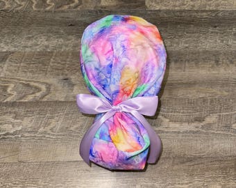 Satin lined scrub cap ponytail silk lined scrub cap scrub caps for women ponytail scrub cap satin scrub cap silk scrub cap nurses watercolor