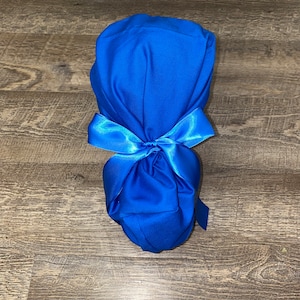 Satin lined scrub cap ponytail silk lined scrub cap scrub caps for women ponytail scrub cap satin scrub cap silk scrub cap nurses solid blue