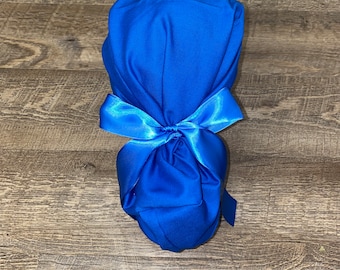 Satin lined scrub cap ponytail silk lined scrub cap scrub caps for women ponytail scrub cap satin scrub cap silk scrub cap nurses solid blue