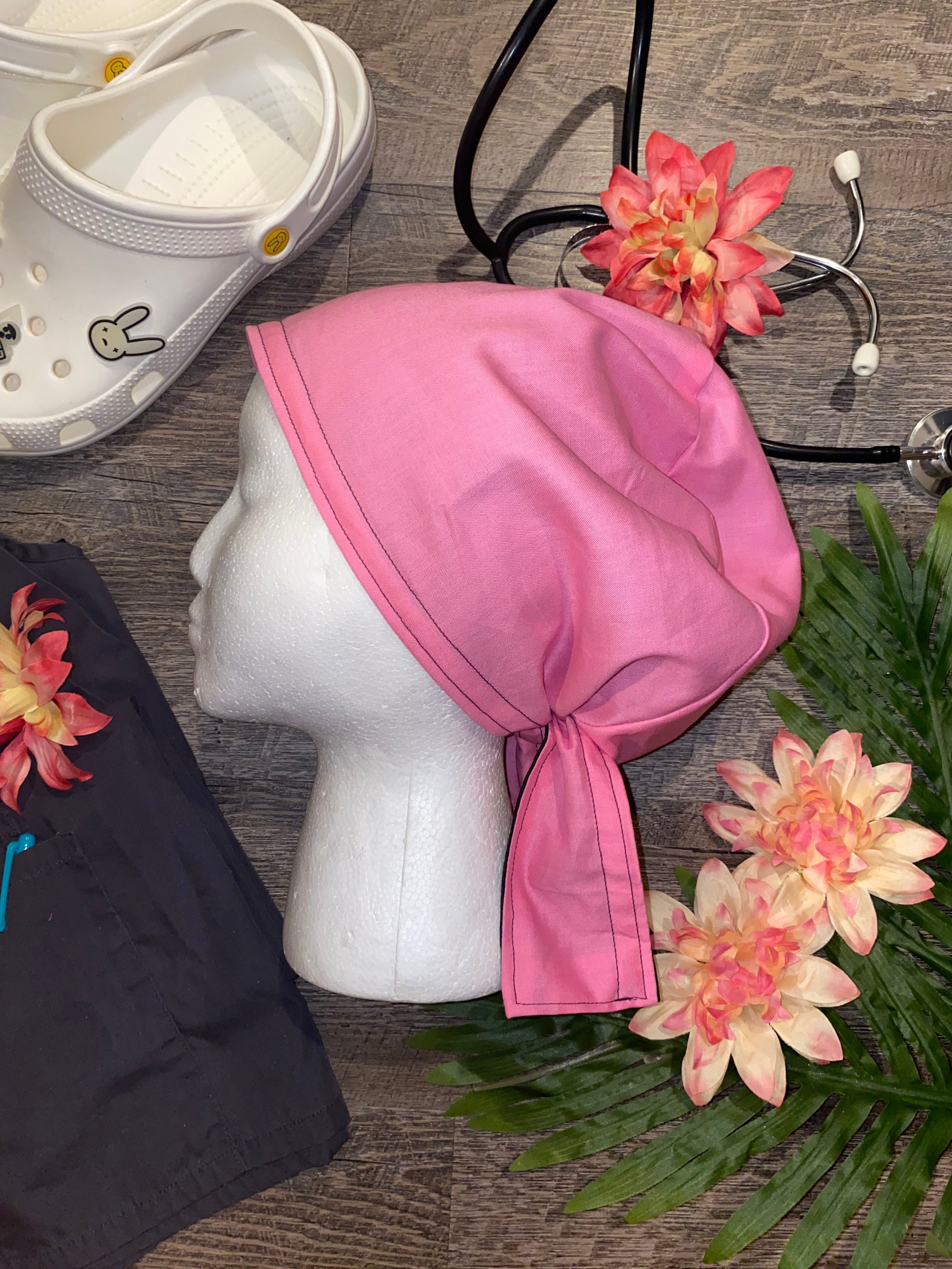 Solid Pink SATIN LINED Scrub Cap Etsy