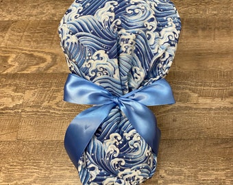 Satin Lined Ponytail Scrub Cap, Satin Lined Scrub Cap, Silk Lined Scrub Cap, Ponytail Scrub Cap, Womens Satin Lined Scrub Cap, Waves