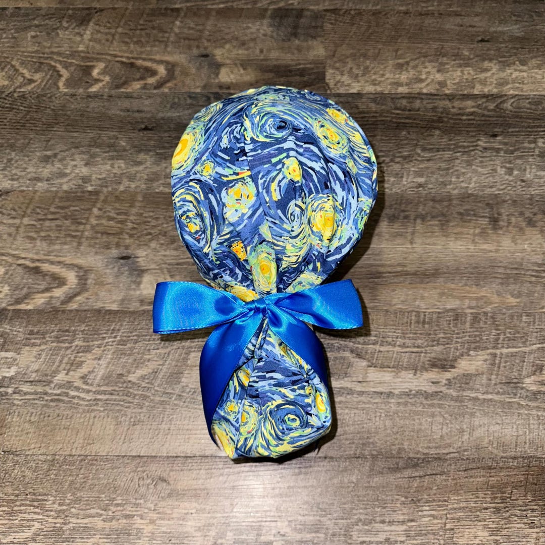 Satin lined ponytail, scrub caps, surgical cap women, scrub hats, nurse cap, leaves scrub hat main image 1