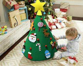 YXXLUYH 3D Felt Christmas Tree for Toddlers with 18 Pcs Ornaments DIY Kits Cone Felt Christmas Tree Set for Kids Xmas Decorations Gifts Party Supplies YXXLUYH 3D Felt Christmas Tree for Toddlers with 18 Pcs Ornaments DIY Kits Cone Felt Christmas Tree Set for Kids Xmas Decorations Gifts Party Supplies