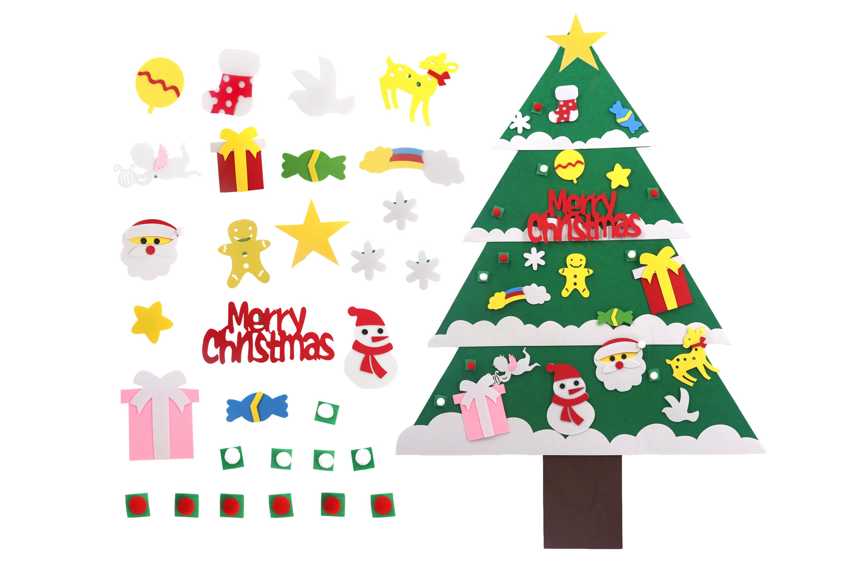 31pcs Felt Christmas Tree Wall Hanging Crafts Gifts Xmas Decor Party