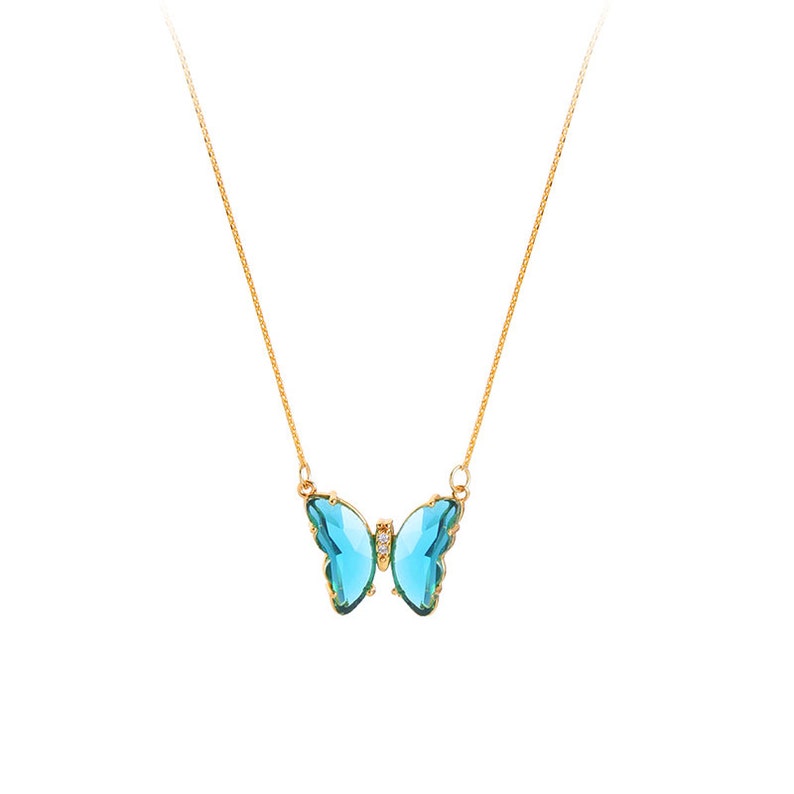 Butterfly Necklace Gold Butterfly Necklace Crystal Pendant - Etsy