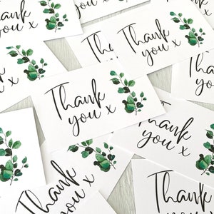 Danke Eukalyptuskarten | Karten bestellen | Minimalistische Karten | Hochzeitskarten | Zubehör für Kleinbetriebe | Verpackung | Silk & Matte Karten