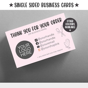 Personalisierte Visitenkarten | Dankeskarten | Benutzerdefinierte Karten | Kleinunternehmen | Silk & Matte Karten | Back-Business | Kuchen | Kochen
