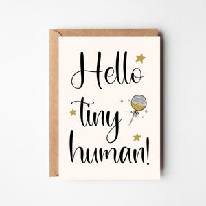 Bonjour tout petit humain l carte de vœux bébé A6 | Nouveau bébé fille | Nouveau bébé garçon | Carte de bébé mignonne neutre | carte nouveau-né | Nouvelle arrivee