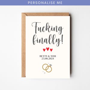 A6 PERSONALISIERTE Karte zum Hochzeitstag | Ficken Endlich verheiratet | Herr & Frau | Rude Hochzeitskarte | Braut und Bräutigam | Herzlichen Glückwunsch | Individuelles Datum
