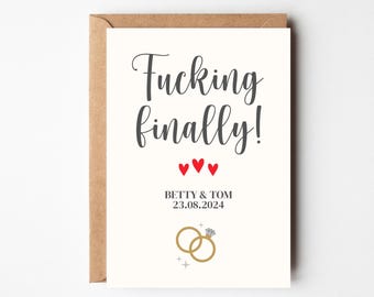 A6 PERSONALISED Wedding Day Card | Fucking Finally Married | Mr & Mrs | Rude Wedding Card | Bride And Groom | Congratulations | Custom Date