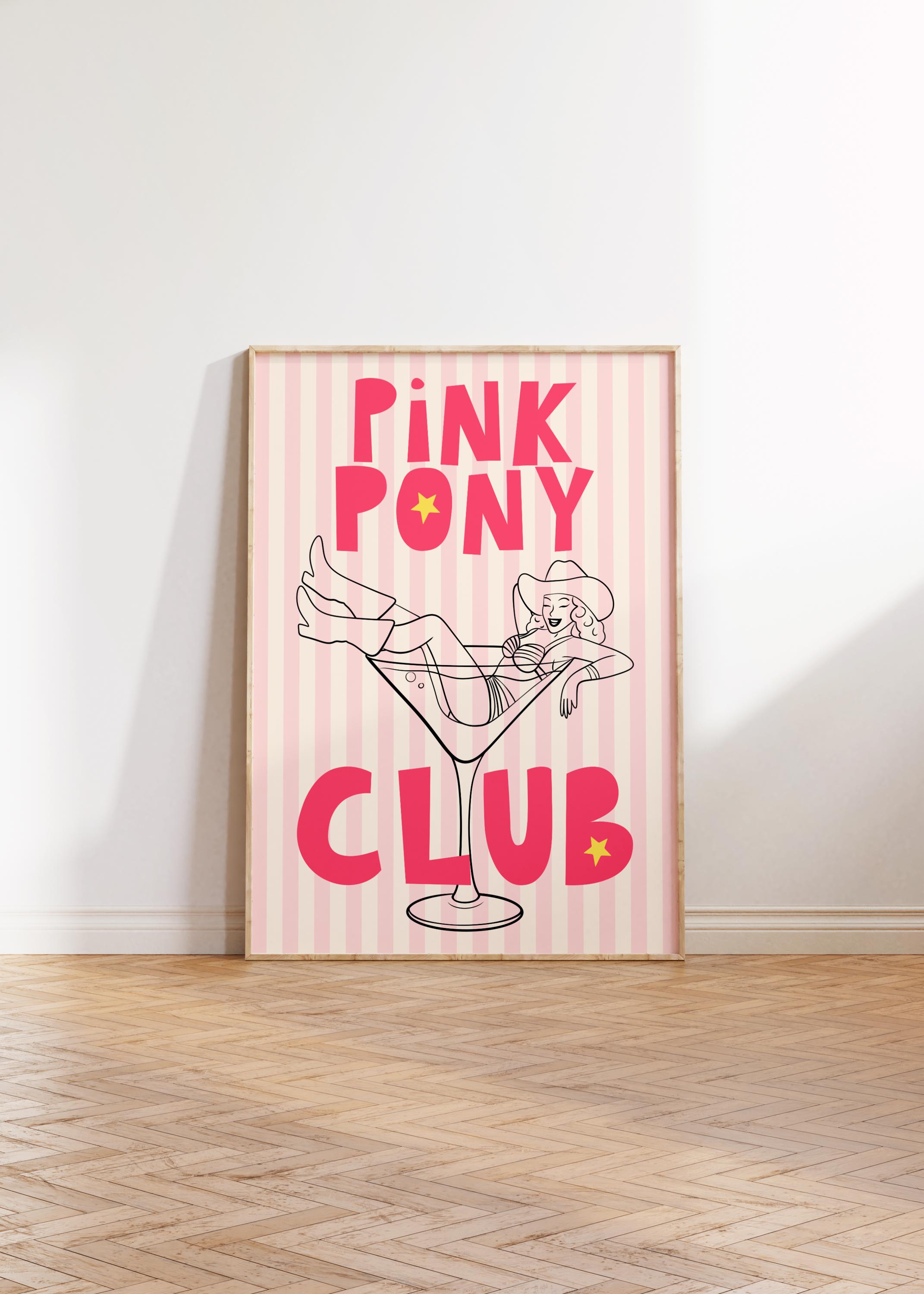 Pink Pony Club Print | Lyric Print | Music Poster | Trendy | Funky Wall Art | Bold Retro | Colourful Decor | Kitchen Office | A0 A1 A2 A3 A4