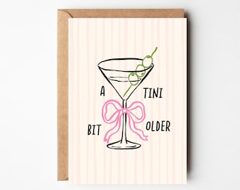 Jolie carte d'anniversaire A6 | Carte d'anniversaire pour elle | noeud papillon | carte cocktail | Pour fille | Pour un ami | Pour soeur | Joyeux anniversaire