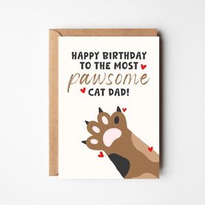 A6 Pawsome Karte | Von der Katze | Bester Katzen Papa | Alles Gute zum Geburtstag Papa | Pelz Papa Geburtstagskarte | Katzenpapa | Pelz Baby Karte