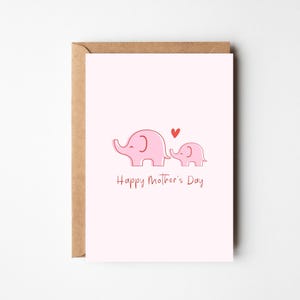 A6 glückliche Mutter-Tageskarte | Süße Mutter-Tageskarte | Elefanten Karte | Mama Baby | Karte für Mama | Muttertagsgeschenk | Beste Mutter Karte | Rosa