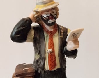 Vintage Flambro Emmett Kelly Jr. Porcelain Clown Figurine with Tax File