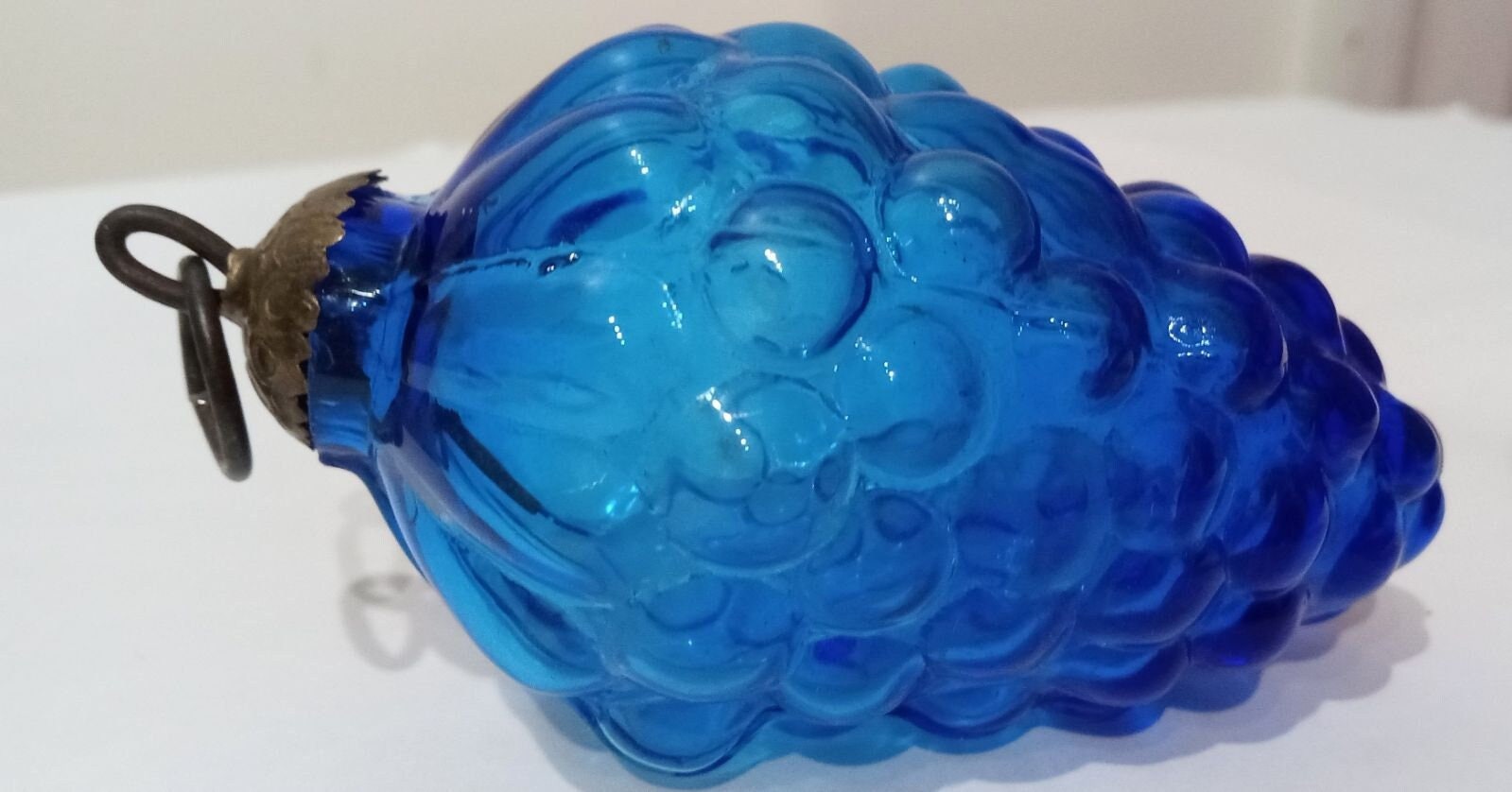 Antique Reproduction of German Kugel Blue Glass Grape Christmas Tree