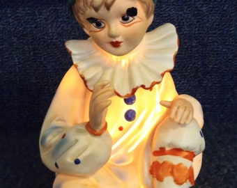 Girl Circus Clown Night Light Bisque Vintage 1960's Clwon Collector Item