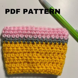 鉛筆マグカップ コージー PDF ダウンロード かぎ針編みパターン、コーヒー スリーブ かぎ針編みパターン、初心者用かぎ針編みパターン、カップ コージー パターン、DIY コージー