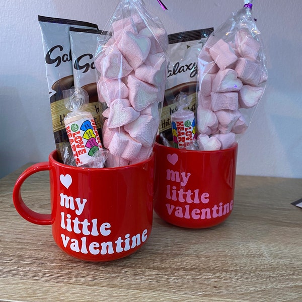 Kids Personalised Valentine's Day Hot Chocolate Set, Valentine's Gift, Hot Chocolate Set, Personalised Mug, Love Heart Sweets, Marshmallows