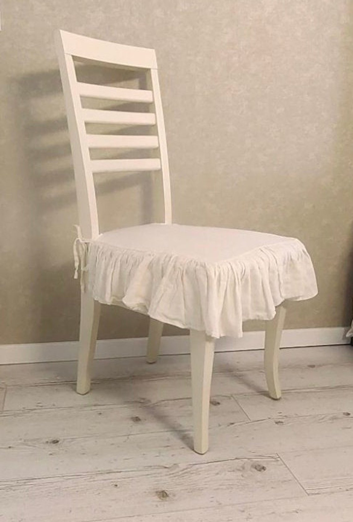 Ruffled Chair Covers with tiesseat arm Chair Seat Cover Linen Etsy