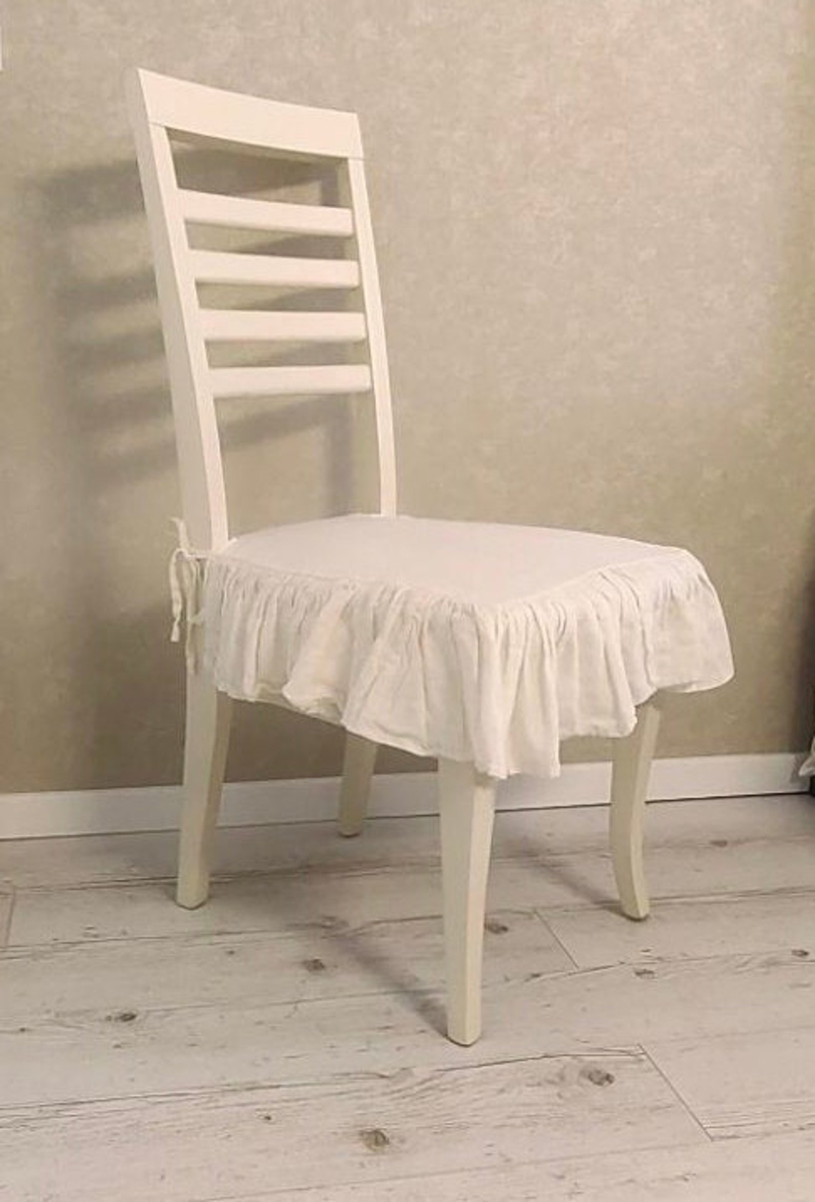 Ruffled Chair Covers With Tiesseat Arm Chair Seat Cover Linen Etsy