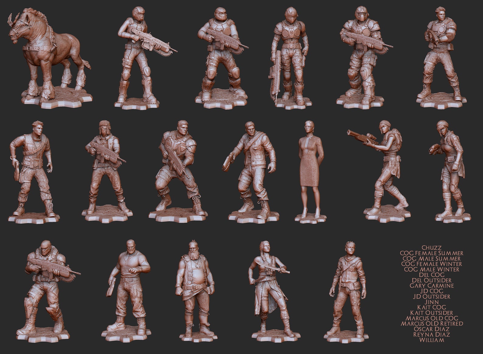 Gears of War 4 150 mm 3D Printed Resin Statue of Your Choice Etsy