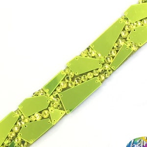 SALE! Fancy Colored Mirror Trimming, Cut Mirror Belt Trim on Mesh, Multicolor Beaded Loose Mirror Banding by Yard Piece, MT-01