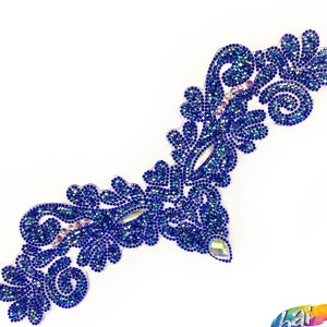Gel-Back Rhinestone Appliques, Colored Iron-on Crystal Rhinestone Patches, IRA-077
