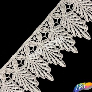 Embroidered Lace Bridal Wedding Formal Couture Trimming, Machine Embroidered Trim, Elegant Trims by the Yard, EMB-42