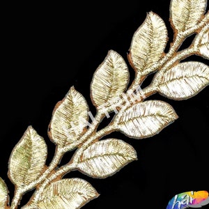 Embroidered Bridal Wedding Formal Couture Trimming, Machine Embroidered Trim, Elegant Flower Leaf Trims by the Yard, EMB-17