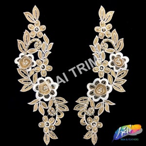 Beaded Lace Applique, Embroidered Flower Lace Patch for Wedding and Formal Wear, LAP-30