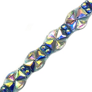 1 &quot;&quot;Bunt / Kristall AB / Königsblau / Aqua AB / Pink-Harz-Stein zum Aufbügeln auf Bluse, Gel-Rücken-Clustered-Stein-Streifen, IRT-092.&quot;