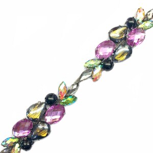 SALE! Fancy Colored Rhinestone Trimming, Crystal Flower Rhinestone Banding by the Yard, YH-203