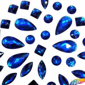 Loose Royal Blue Resin Rhinestones Blue Sew On Stones Different Shapes Crystals Gems with Holes by the Pack DD23