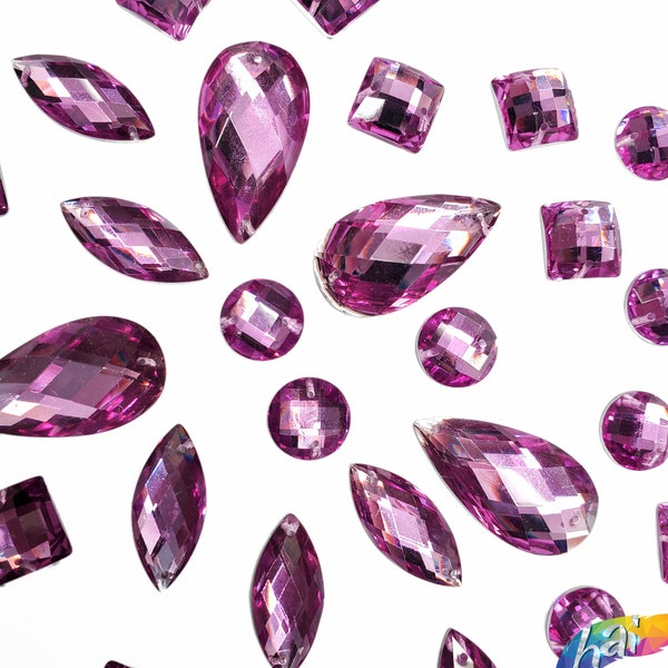 Loose Pink Resin Rhinestones Pink Sew On Stones Different Shapes Crystals Gems with Holes by the Pack DD110