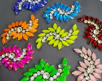 Applique ondulata con strass fantasia, toppa in cristallo per matrimonio, ballo di fine anno, RA-082