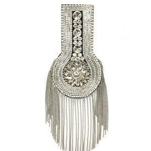 Säljs PER ST! Guld-Silver Gunmetall Pärl-Kedjade Epåletter, Fina Axellappar, Glänsande Pärl-Kedjade Applikationer för Dansdräkt, EP-029