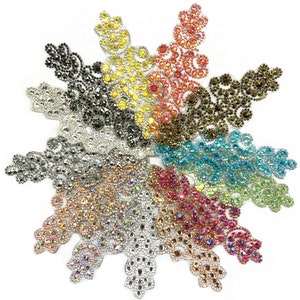 5" x 2" Gel-Back Rhinestone Appliques, Colored Iron-on Crystal Rhinestone Patches, IRA-052