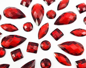 Loose Dark Red Resin Rhinestones Sew On Stones Different Shapes Crystals Gems with Holes by the Pack DD16