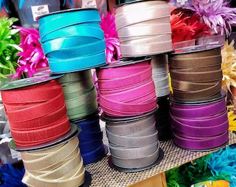 3/4" Colorful Metallic Elastic, Stretch Elastic Trim, Decorative Elastic, Solid Metallic Waistband Banding, DIY by Piece (2 Yards), EST-001