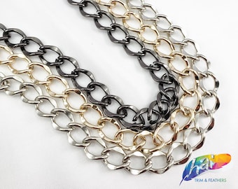 3/8" Gunmetal Metallic Chain Trim, Silver Chain, Gold Chain Link, Light Weight Metal Chain Trim Sold by the Yard, CH-110