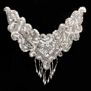 Beaded Sequins Applique, Metallic Sequins Patch for Prom Formal Dress, B-9
