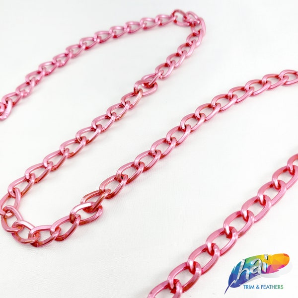 3/8" Pink Metallic Chain Trim, Chain Link, Necklace Chain Strip, Light Weight Metal Chain Trim Sold by the Yard, CH-108