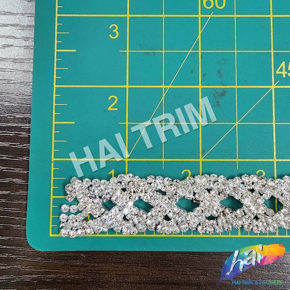 Passamaneria In Cristallo E Strass Per Abiti - Motivo Con Trafori, Su Embrione Di Rame, Per Sposa E Abiti Da Festa (Style Two)
