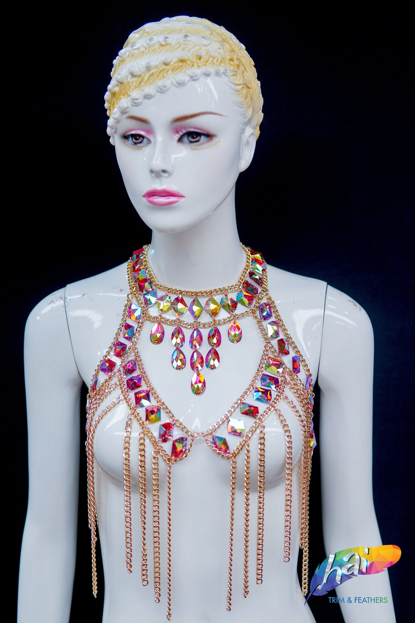Gold Chain Dress Rhinestone Chain Dress Dancer Jewelry Red Etsy