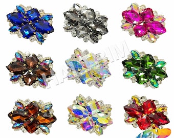 REA! Applikation med färgade strass, dekorativ pärlbroderad blomlapp, metallmedaljong med glasstenar för danskostymer, YH-092
