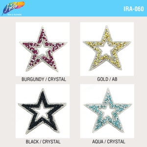 Gel-Back Star Rhinestone Appliques, Sparkly Colored Iron-on Crystal Rhinestone Patches, Hotfix Rhinestone Patches sold by piece, IRA-060 image 2