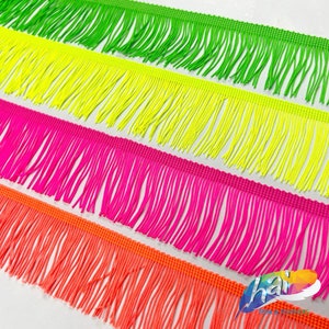 Neon Chainette-fransar, polyestertygfransar, tofsfransar i metervara för dansföreställningar, karnevalskostymer, 5 cm, 10 cm, 15 cm, 23 cm, 30 cm och 48 cm