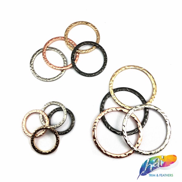 4 Pieces of Gold Metal Flat Carved Rings, Silver Metal O Rings, Rose Gold Round Buckle, Gunmetal Round Closed Jump Ring Sold by Set of 4 pcs