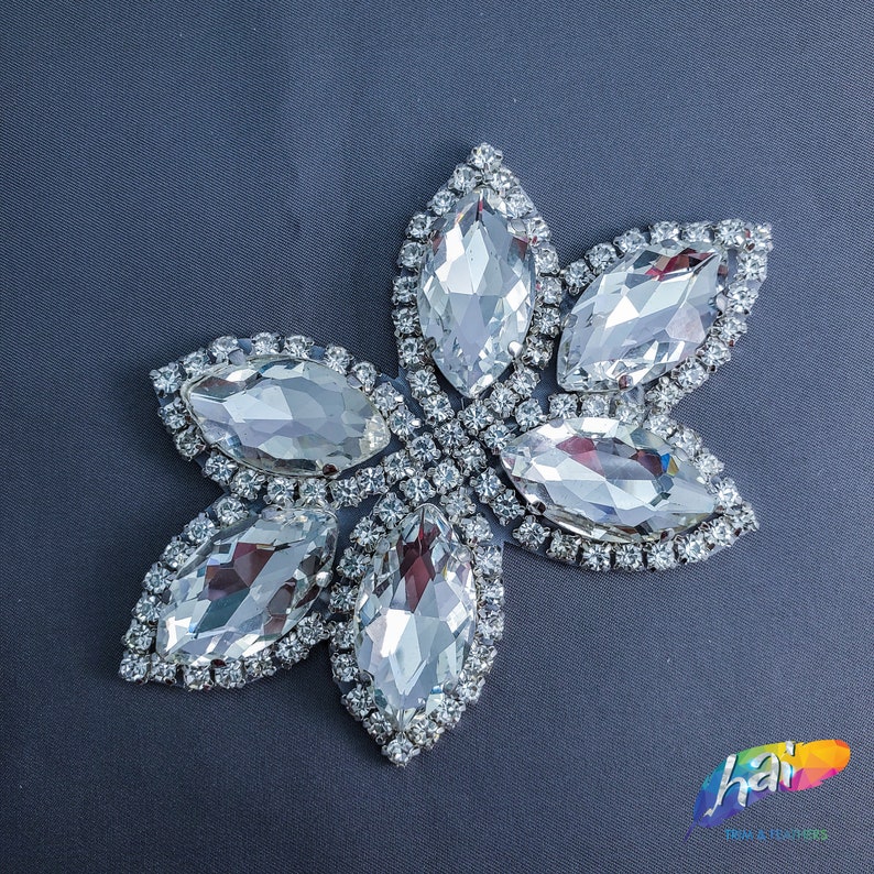 Glass Rhinestone Flower Applique Wedding Formal Prom Crystal Etsy